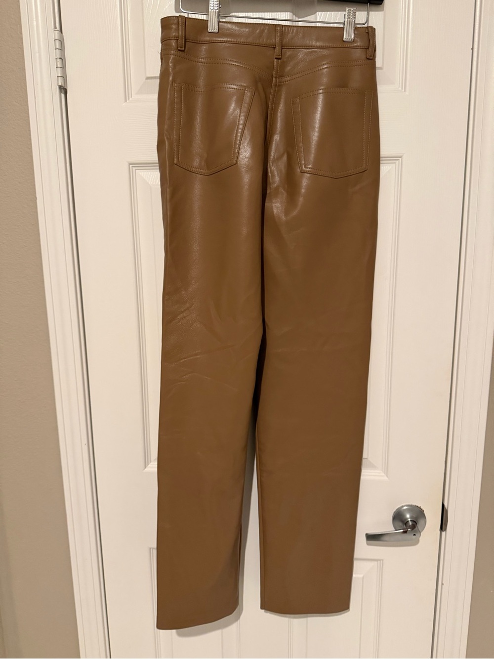 Wilfred Brown Faux Leather Straight-Leg Pants